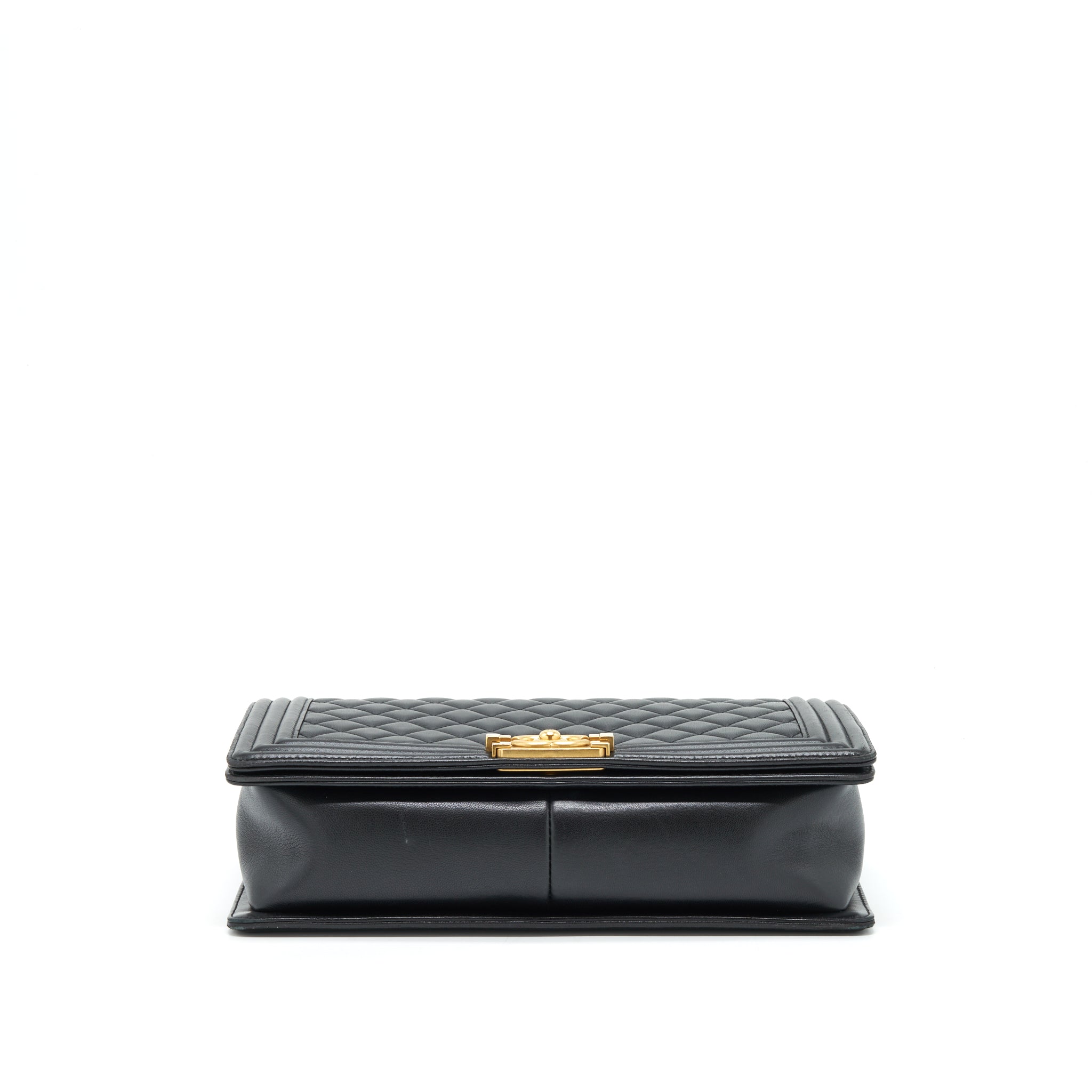 CHANEL BOY BAG NEW MEDIUM (28CM) LAMBSKIN BLACK RUTHENIUM GHW