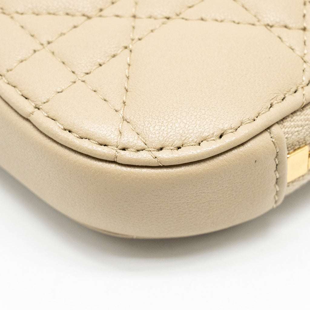 DIOR LADY DIOR CALL'IN DIOR PHONE HOLDER CANNAGE LAMBSKIN BEIGE GHW