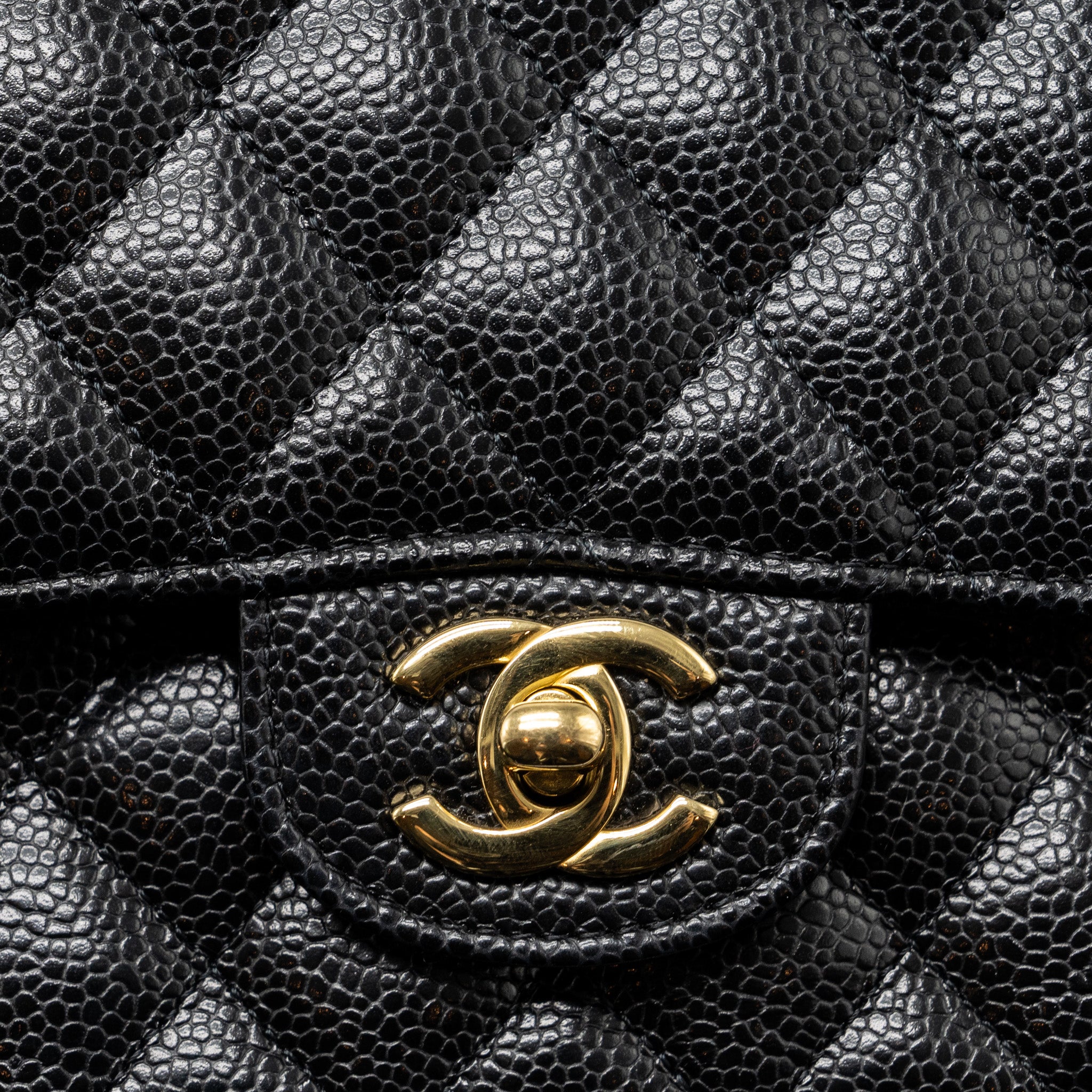 CHANEL MEDIUM CLASSIC DOUBLE FLAP BAG CAVIAR BLACK GHW (MICROCHIP)