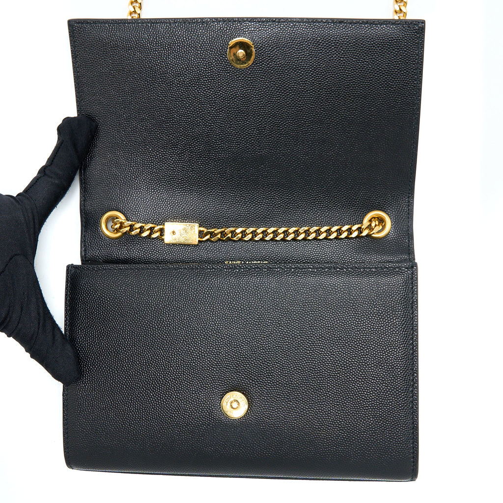 SAINT LAURENT SMALL KATE BAG GRAINED CALFSKIN BLACK GHW