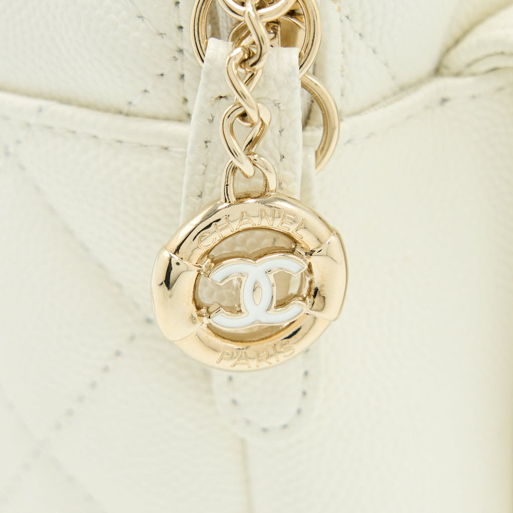 CHANEL QUILTED MINI CC DAY BACKPACK CAVIAR WHITE LGHW