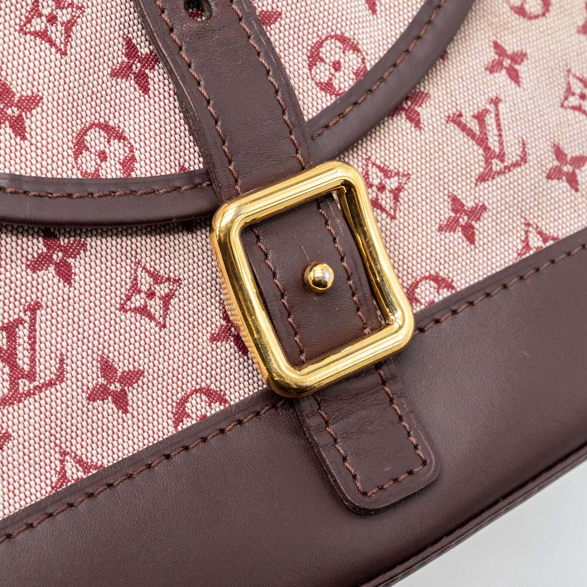 LOUIS VUITTON VINTAGE FLAP SHOULDER BAG FABRIC / LEATHER DARK PINK GHW