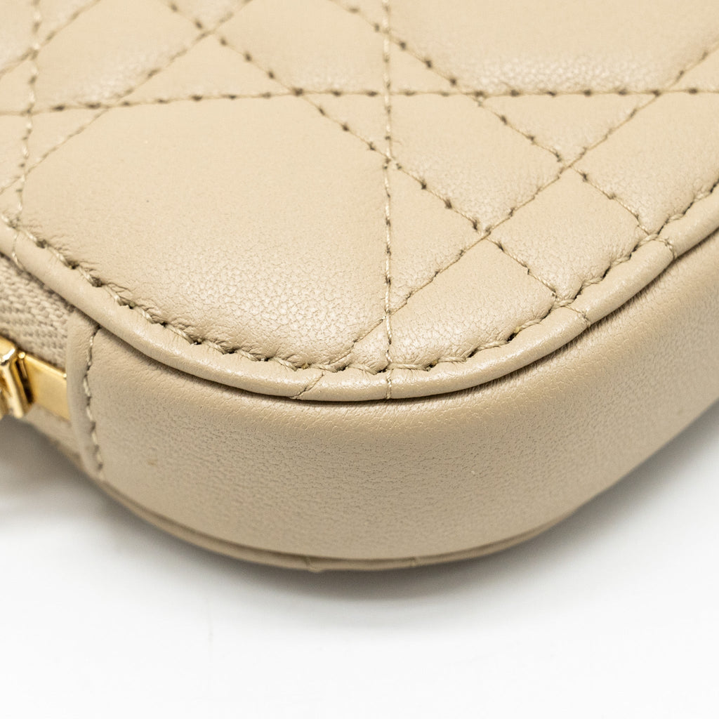 DIOR LADY DIOR CALL'IN DIOR PHONE HOLDER CANNAGE LAMBSKIN BEIGE GHW