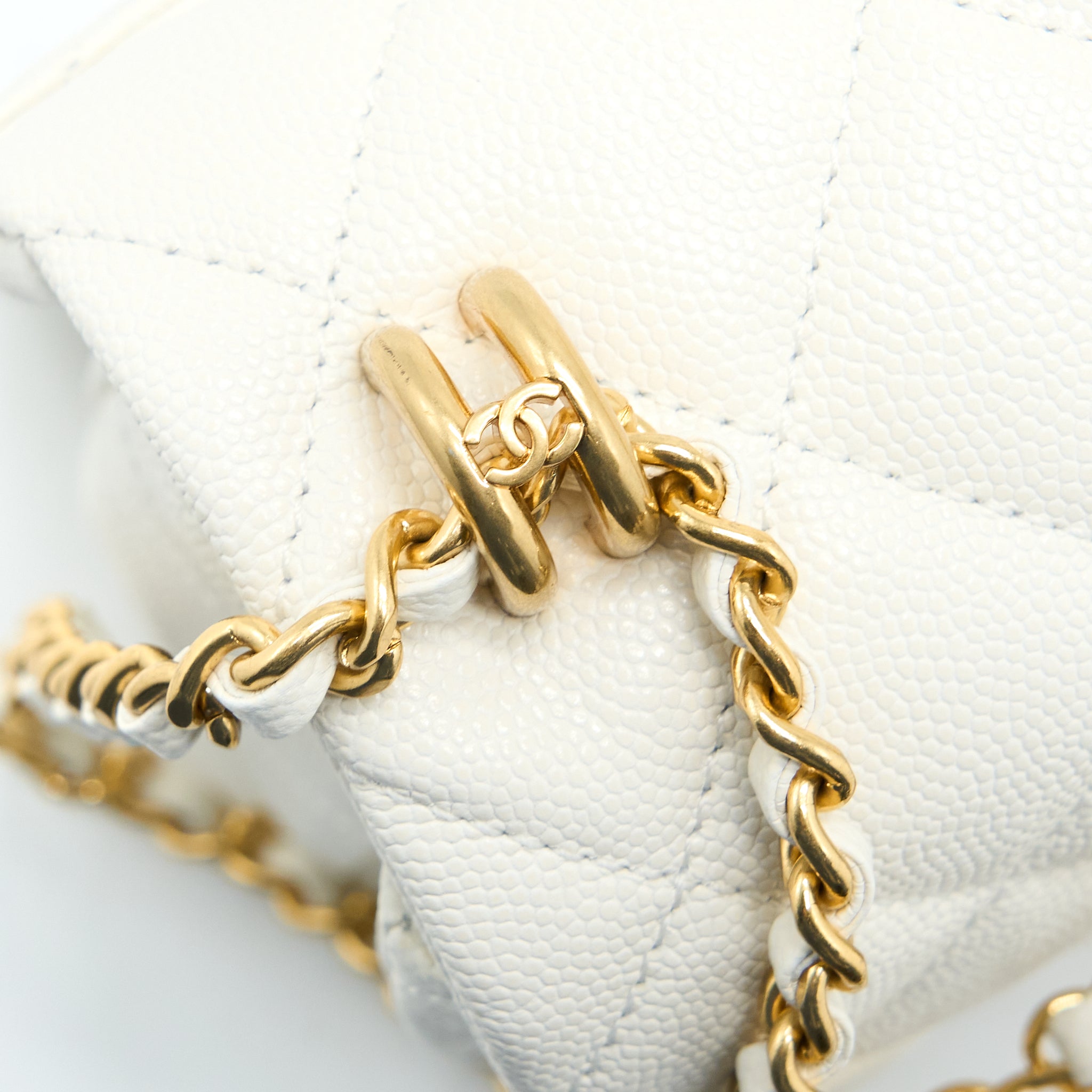 CHANEL 22K COCO FIRST CAVIAR WHITE GHW (MICROCHIP)