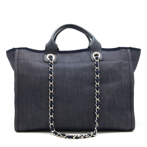 CHANEL LARGE DEAUVILLE TOTE BAG DENIM NAVY SHW