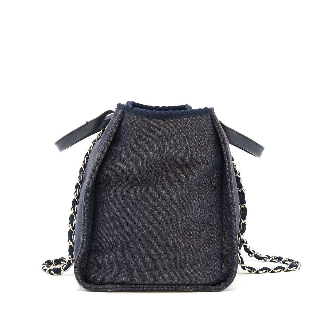 CHANEL LARGE DEAUVILLE TOTE BAG DENIM NAVY SHW
