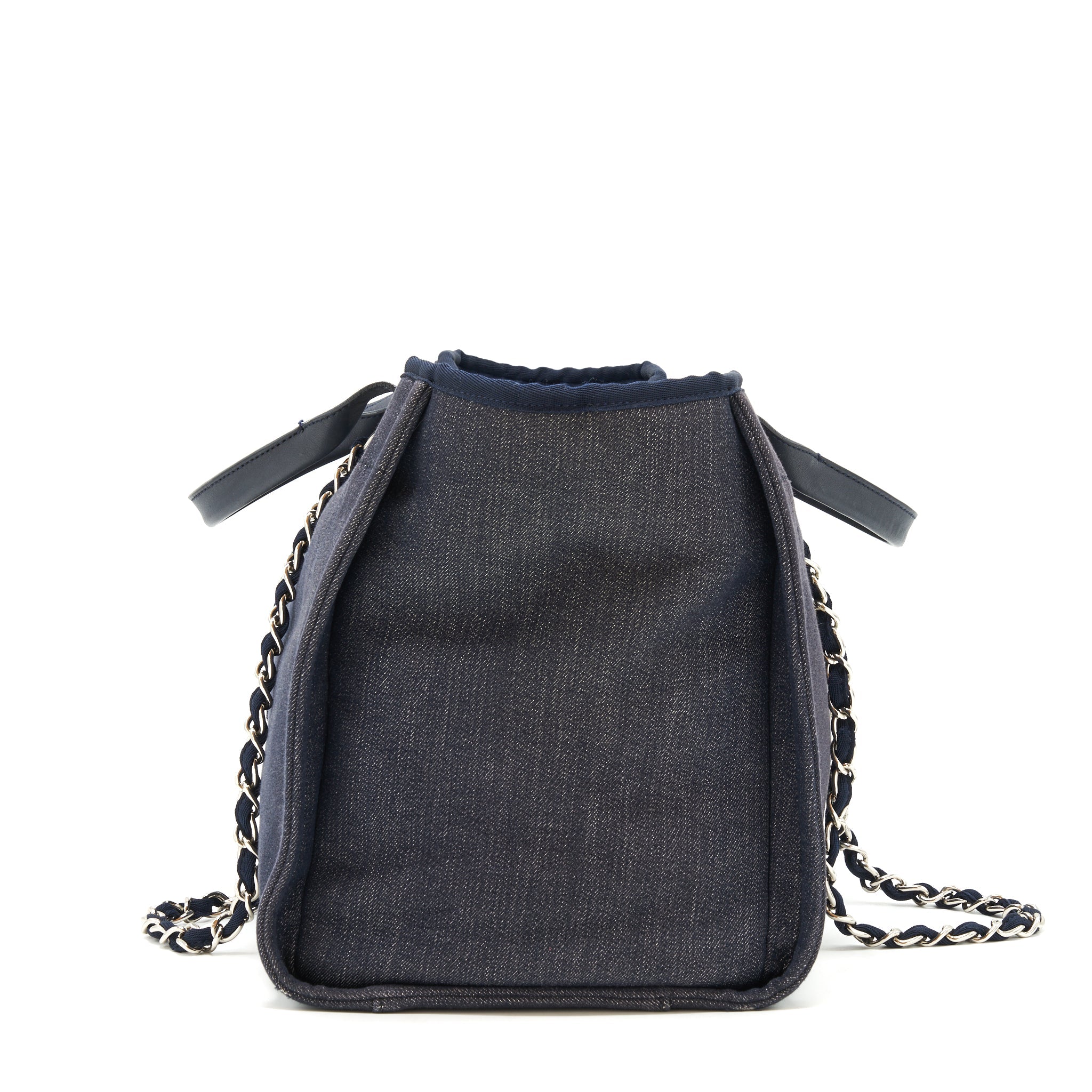 CHANEL LARGE DEAUVILLE TOTE BAG DENIM NAVY SHW