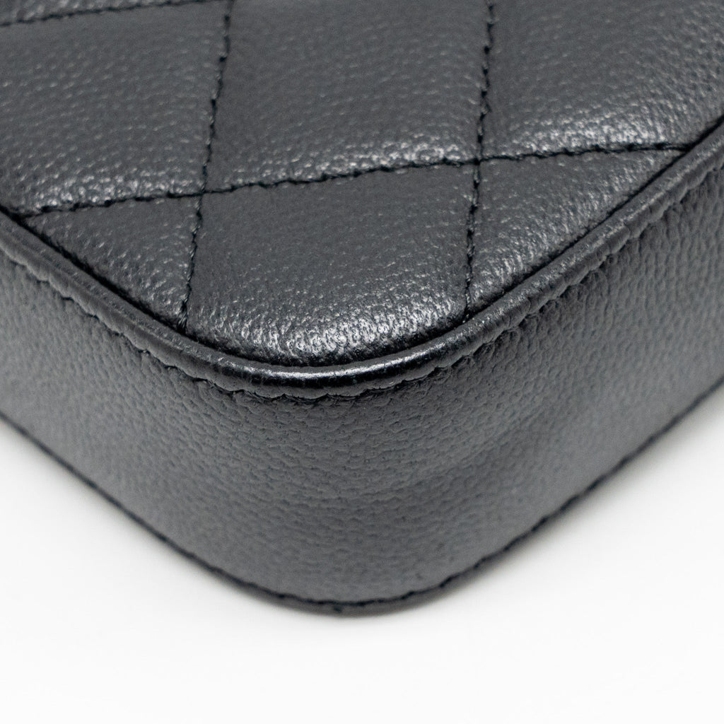 CHANEL DOUBLE ZIP CLUTCH WITH CHAIN CAVIAR BLACK SHW