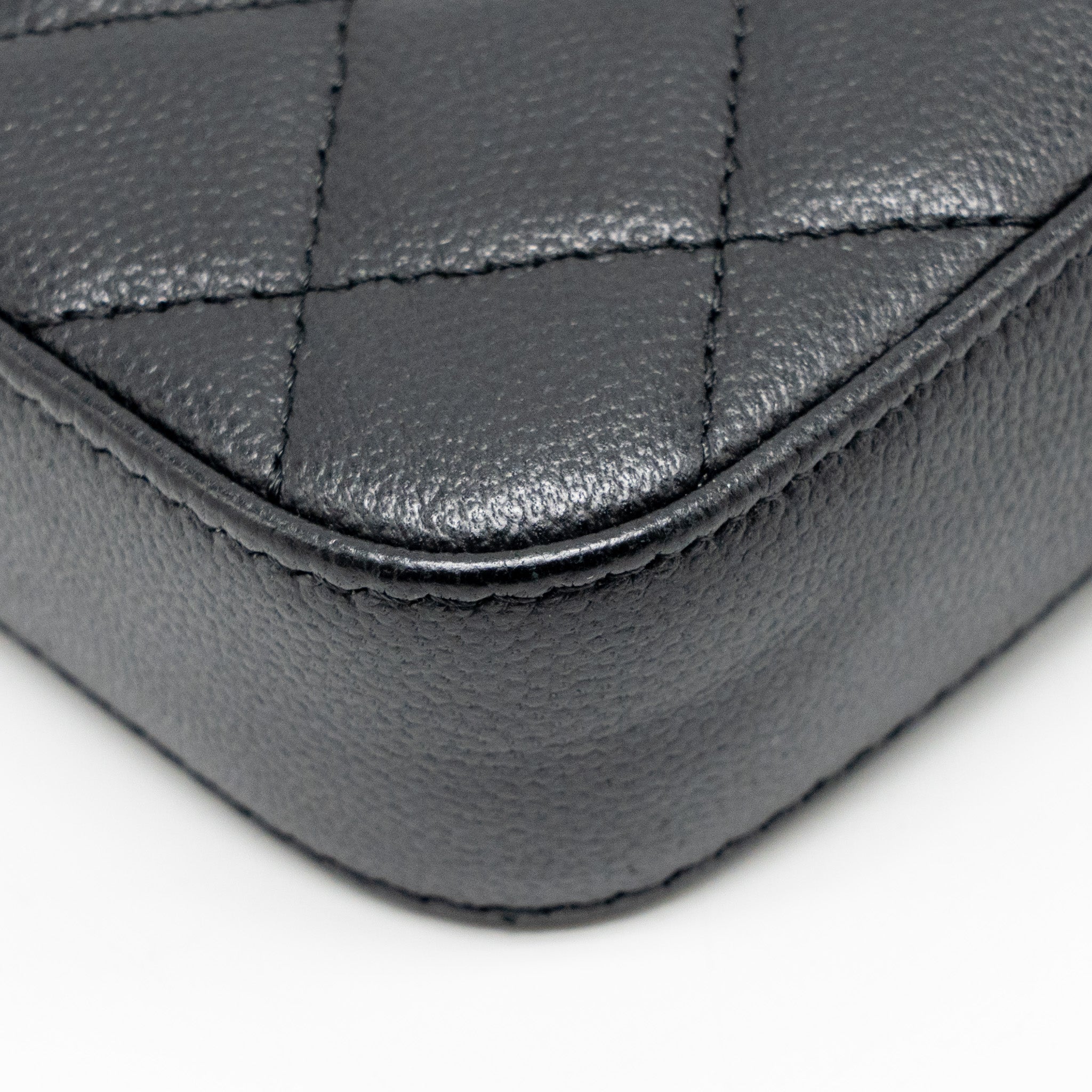 CHANEL DOUBLE ZIP CLUTCH WITH CHAIN CAVIAR BLACK SHW