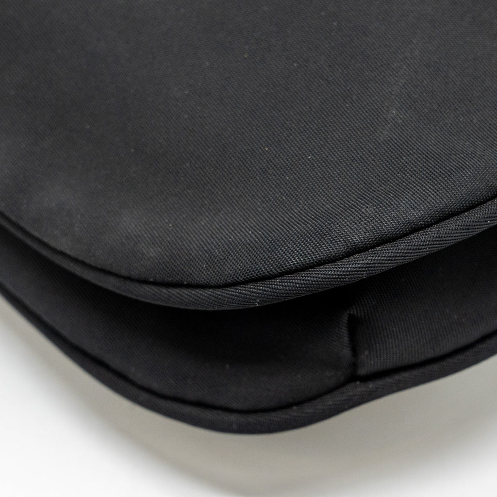 FENDI VINTAGE FF FLAP SHOULDER BAG NYLON BLACK GHW