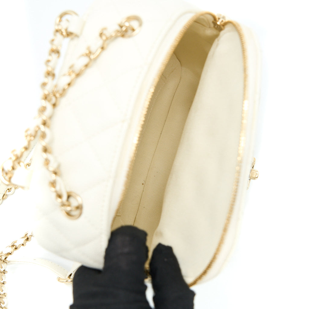 CHANEL QUILTED MINI CC DAY BACKPACK CAVIAR WHITE LGHW
