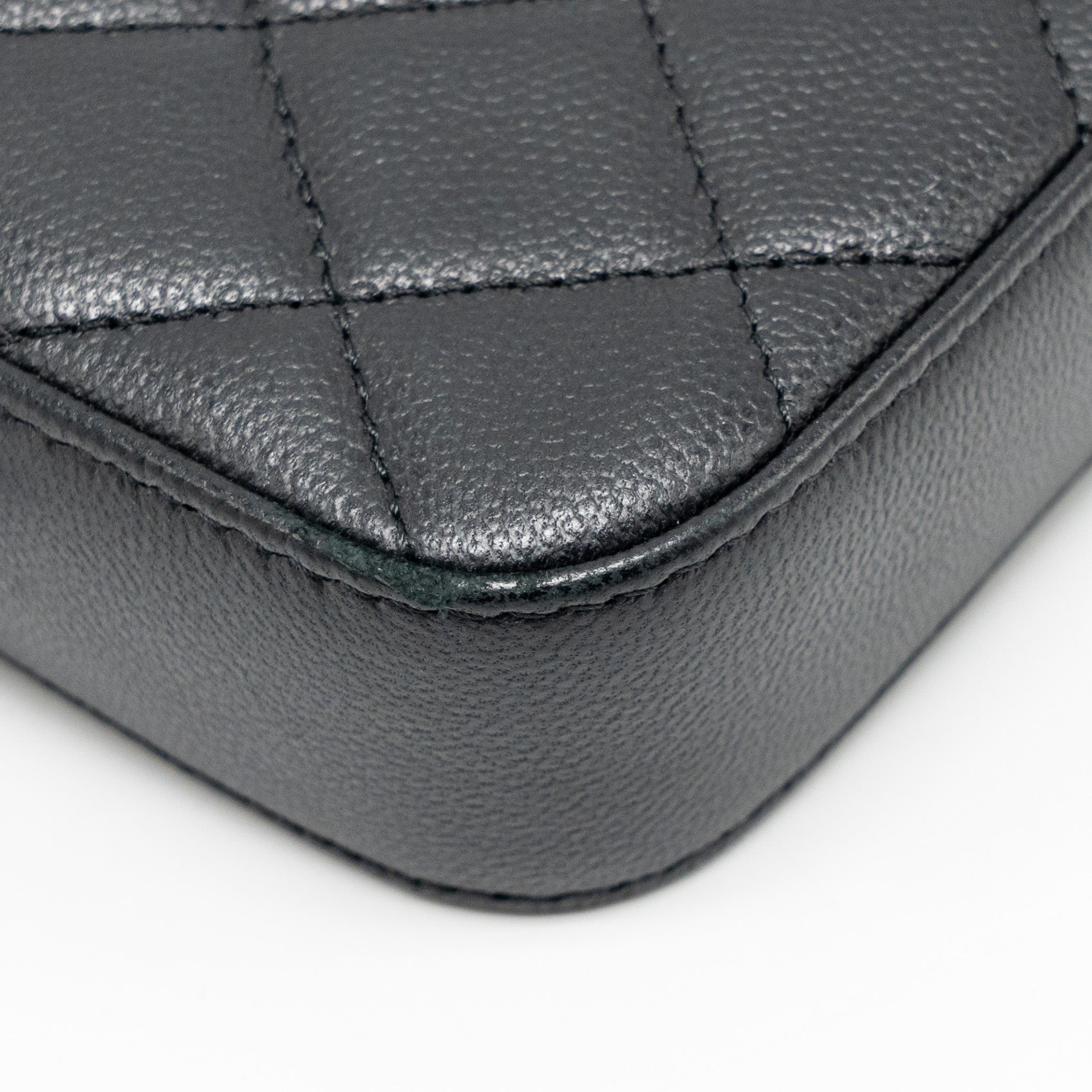 CHANEL DOUBLE ZIP CLUTCH WITH CHAIN CAVIAR BLACK SHW