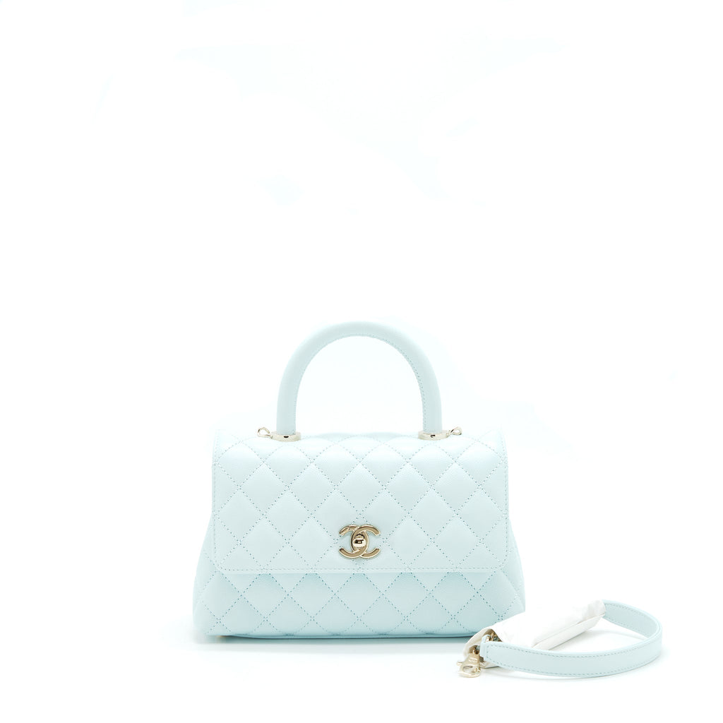 CHANEL 21K BABY BLUE COCO HANDLE SMALL (OLD MINI) 24CM LGHW