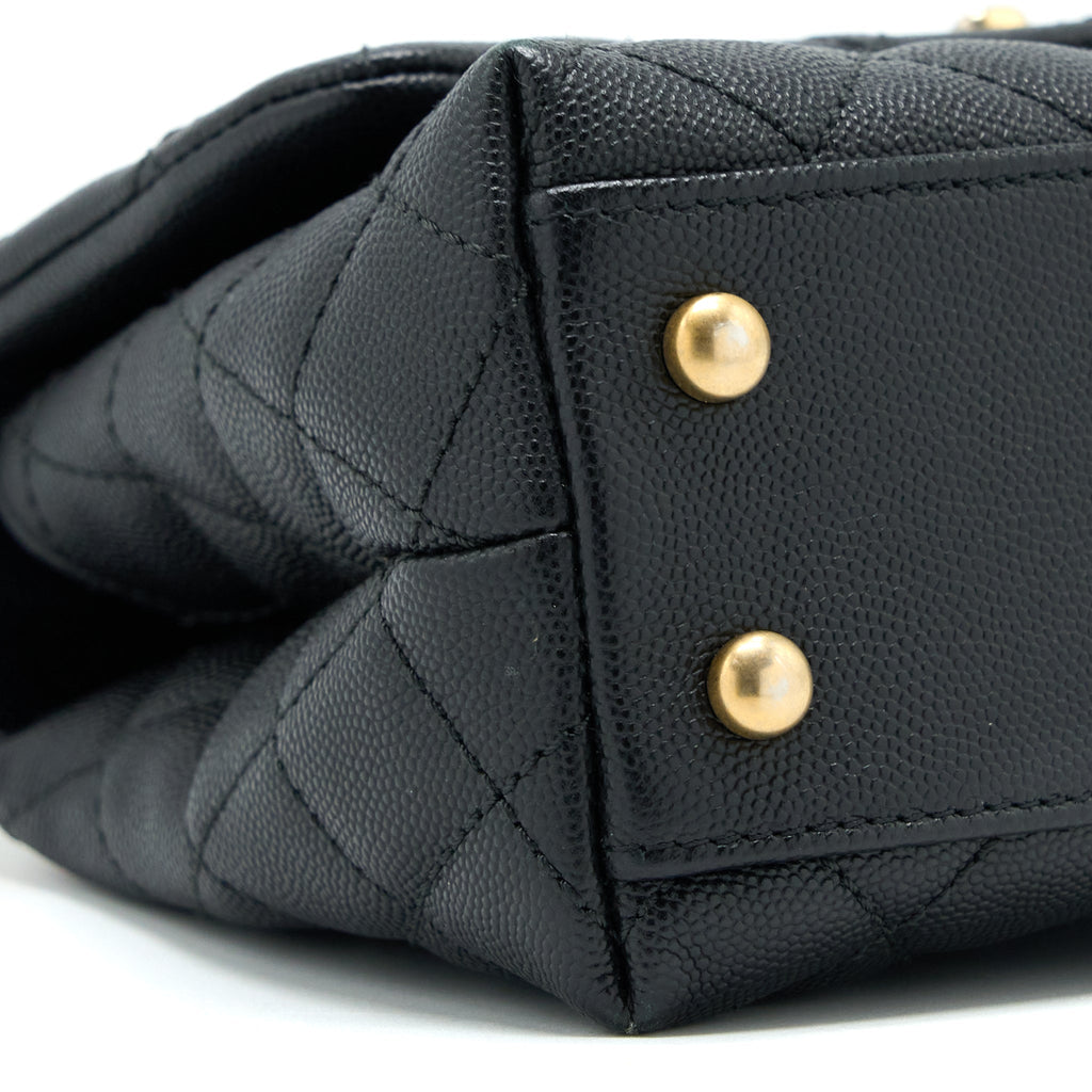 CHANEL SMALL COCO HANDLE CAVIAR WITH LIZARD HANDLE BLACK GHW