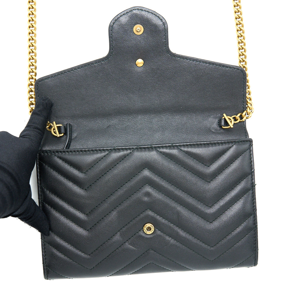 GUCCI MARMONT WALLET ON CHAIN BLACK GHW