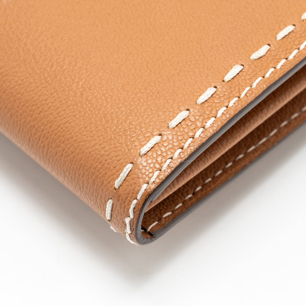 DELVAUX BRILLANT LONG WALLET CHAIN RODEO CALFSKIN CARAMEL GHW
