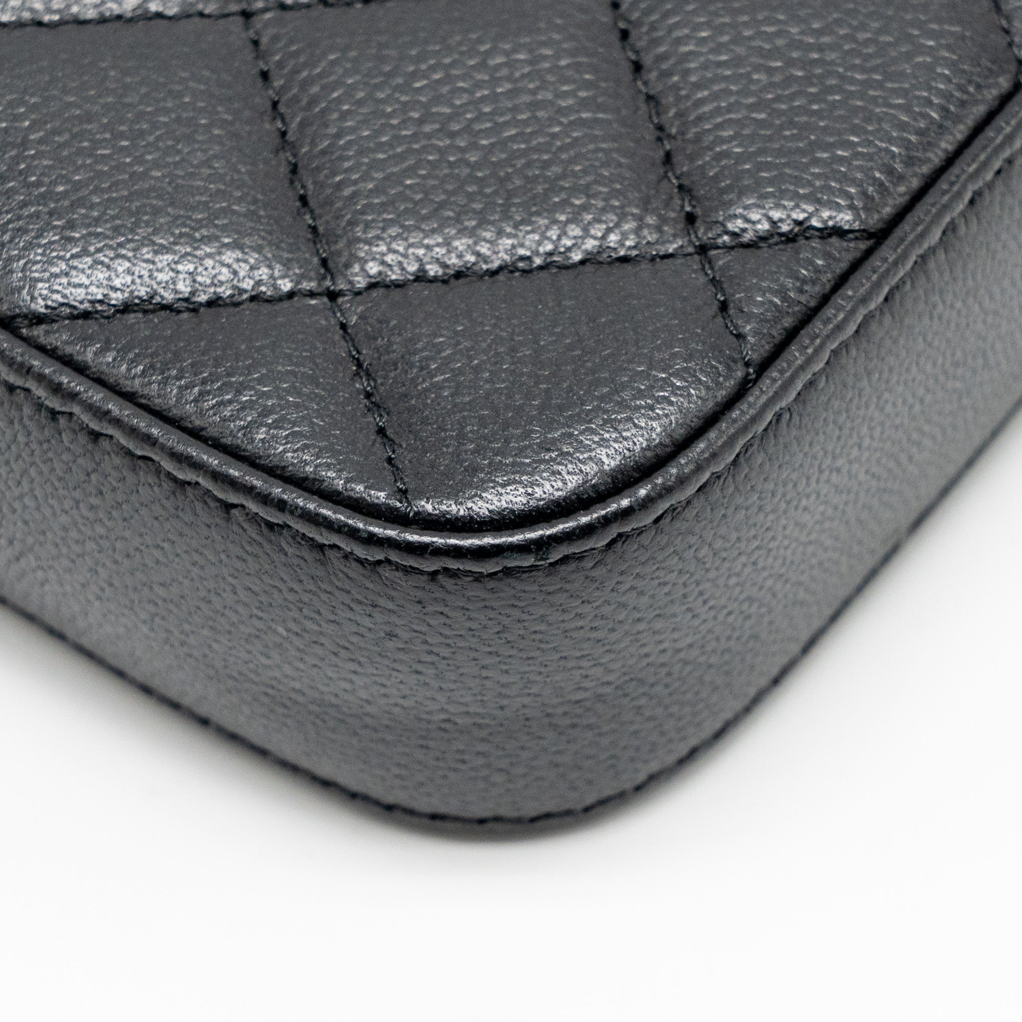 CHANEL DOUBLE ZIP CLUTCH WITH CHAIN CAVIAR BLACK SHW