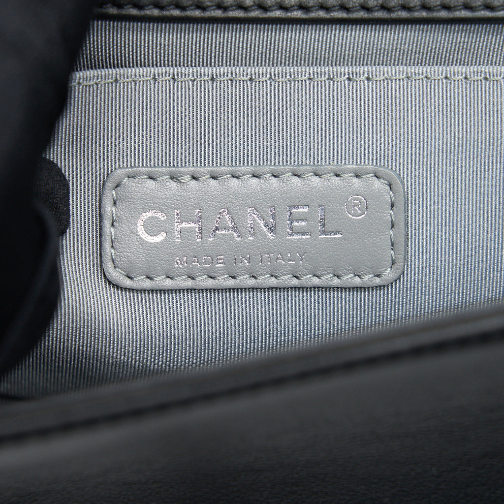 CHANEL OLD MEDIUM LEBOY BAG BLACK RUTHENIUM HARDWARE CALFSKIN