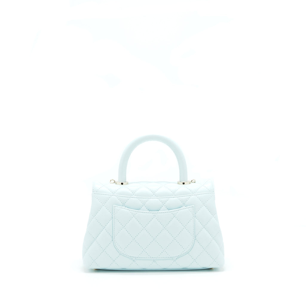 CHANEL 21K BABY BLUE COCO HANDLE SMALL (OLD MINI) 24CM LGHW