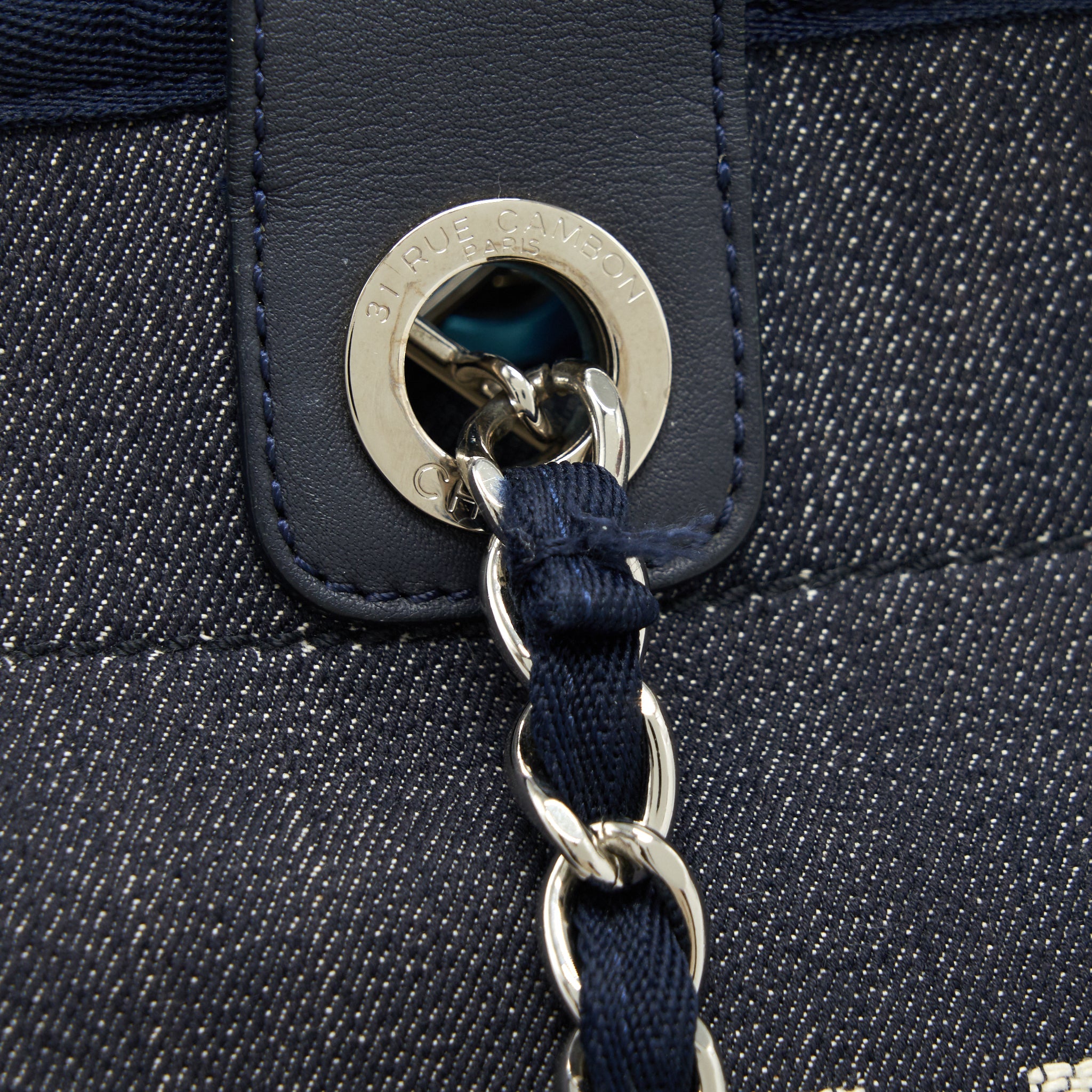 CHANEL LARGE DEAUVILLE TOTE BAG DENIM NAVY SHW