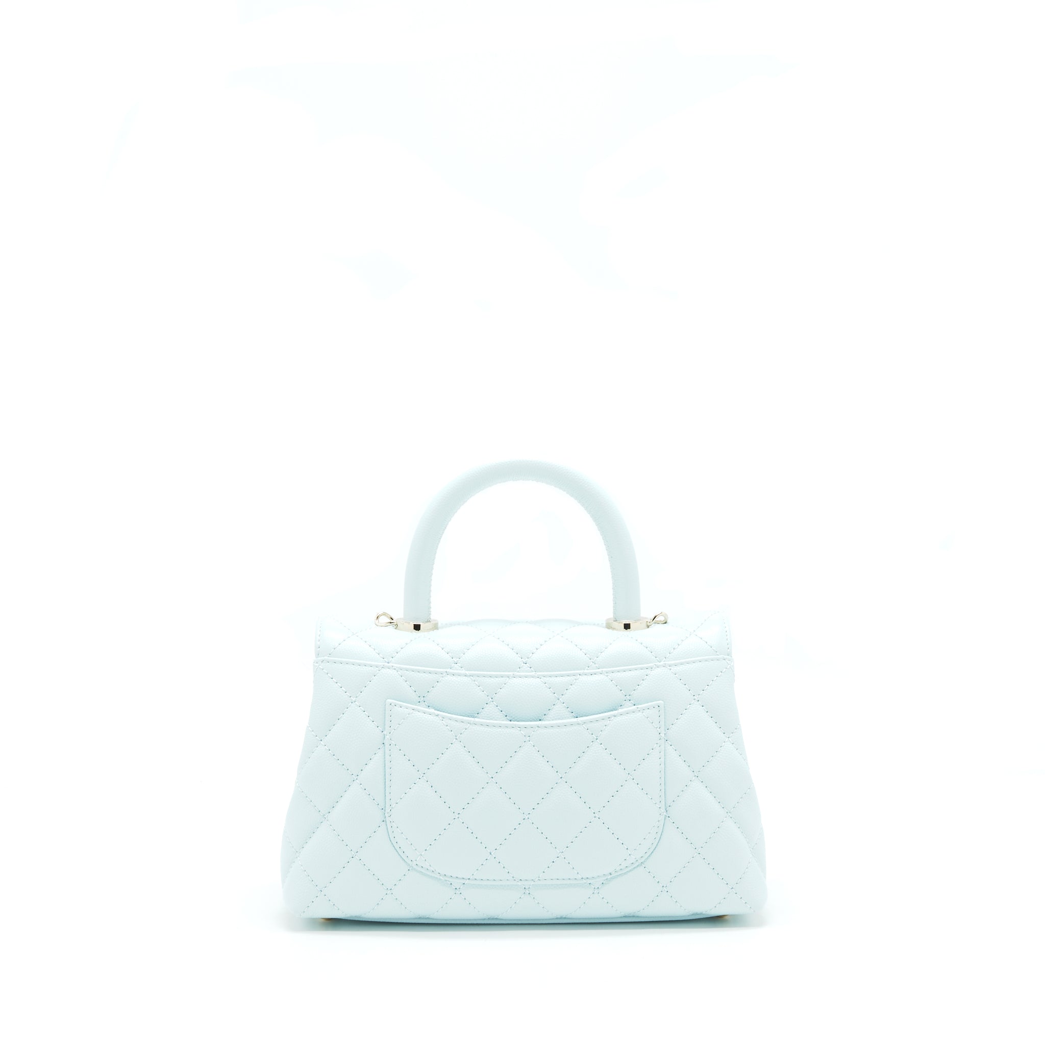 CHANEL 21K BABY BLUE COCO HANDLE SMALL (OLD MINI) 24CM LGHW (MICROCHIP)