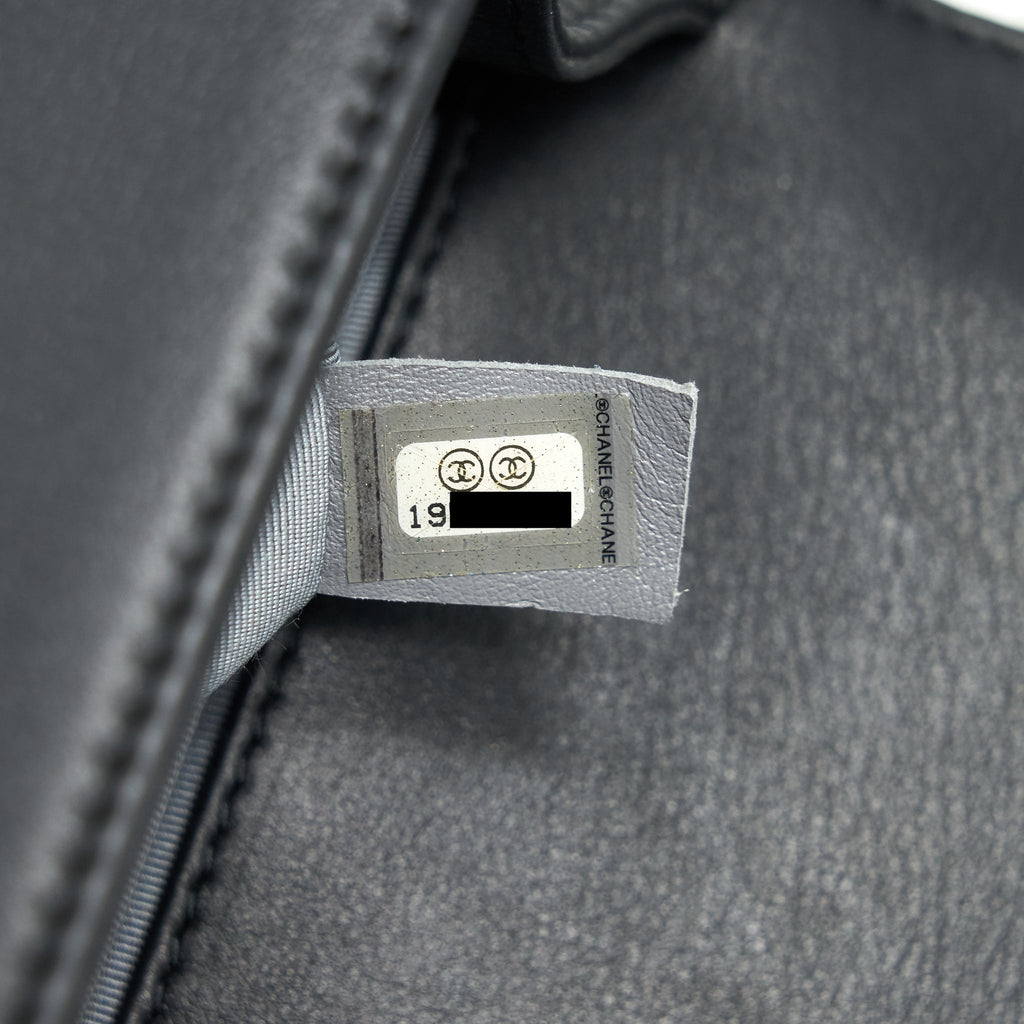 CHANEL OLD MEDIUM LEBOY BAG BLACK RUTHENIUM HARDWARE CALFSKIN