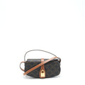 CELINE CLUTCH ON STRAP IN TRIUMPHED CANVAS/CALFSKIN TAN GHW