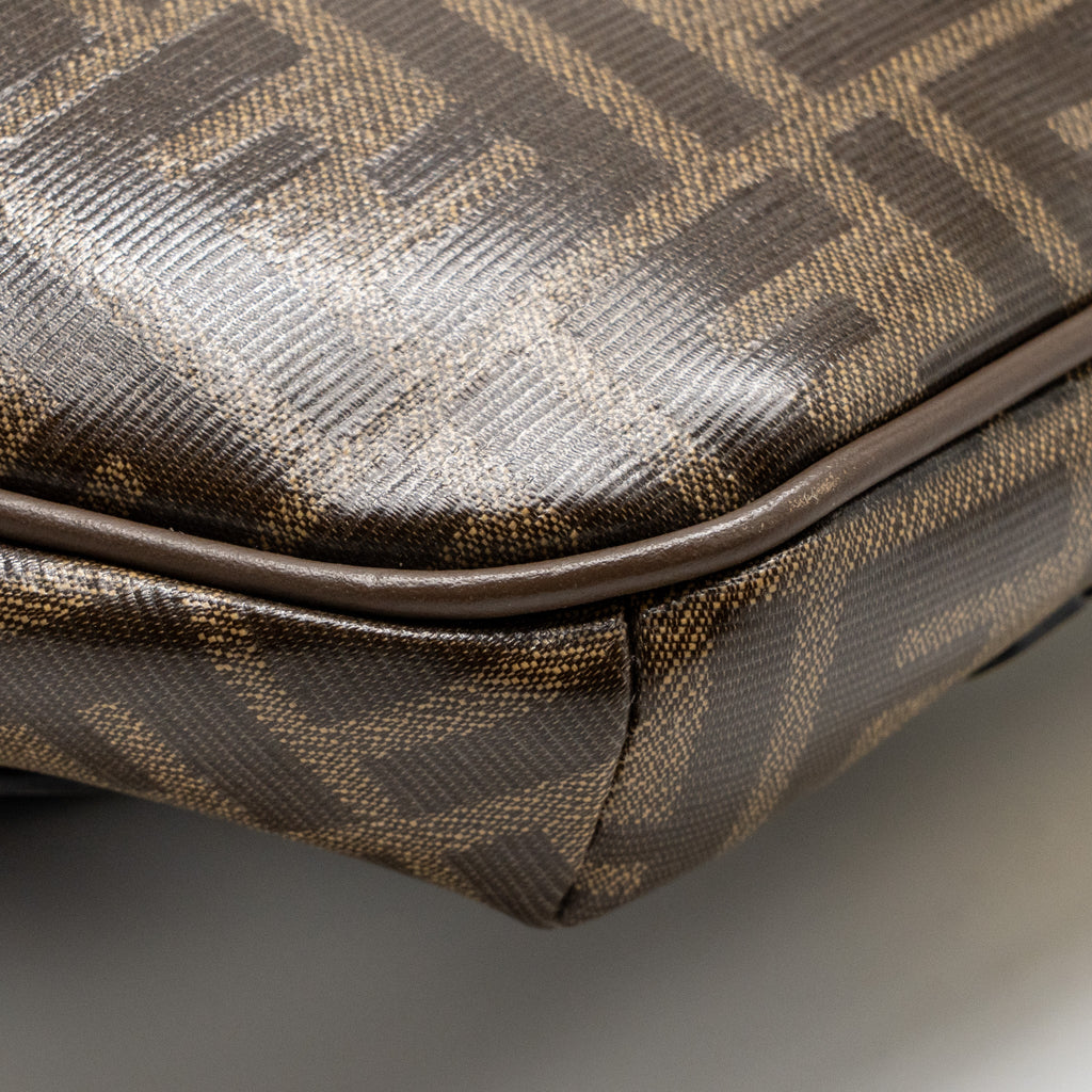 FENDI ROMA FENDI WAIST BAG FF CANVAS BROWN GHW
