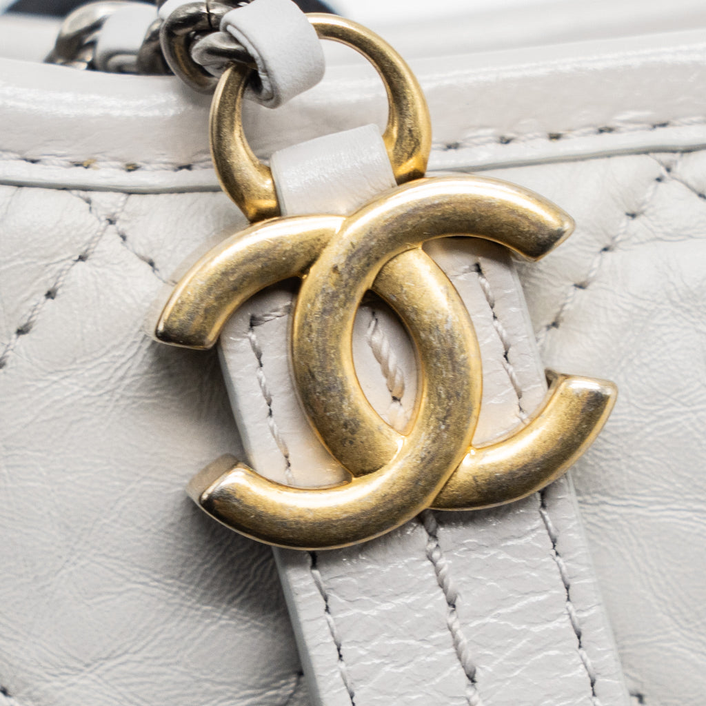 CHANEL SMALL GABRIELLE HOBO BAG AGED CALFSKIN LIGHT GREY GHW