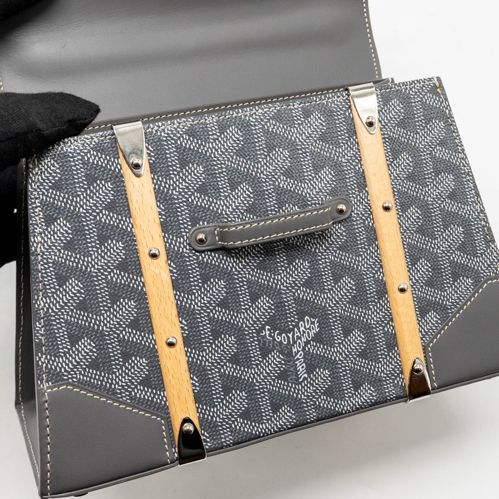 GOYARD SAIGON STRUCTURE MINI BAG GOYARDINE CANVAS/CALFSKIN GREY SHW