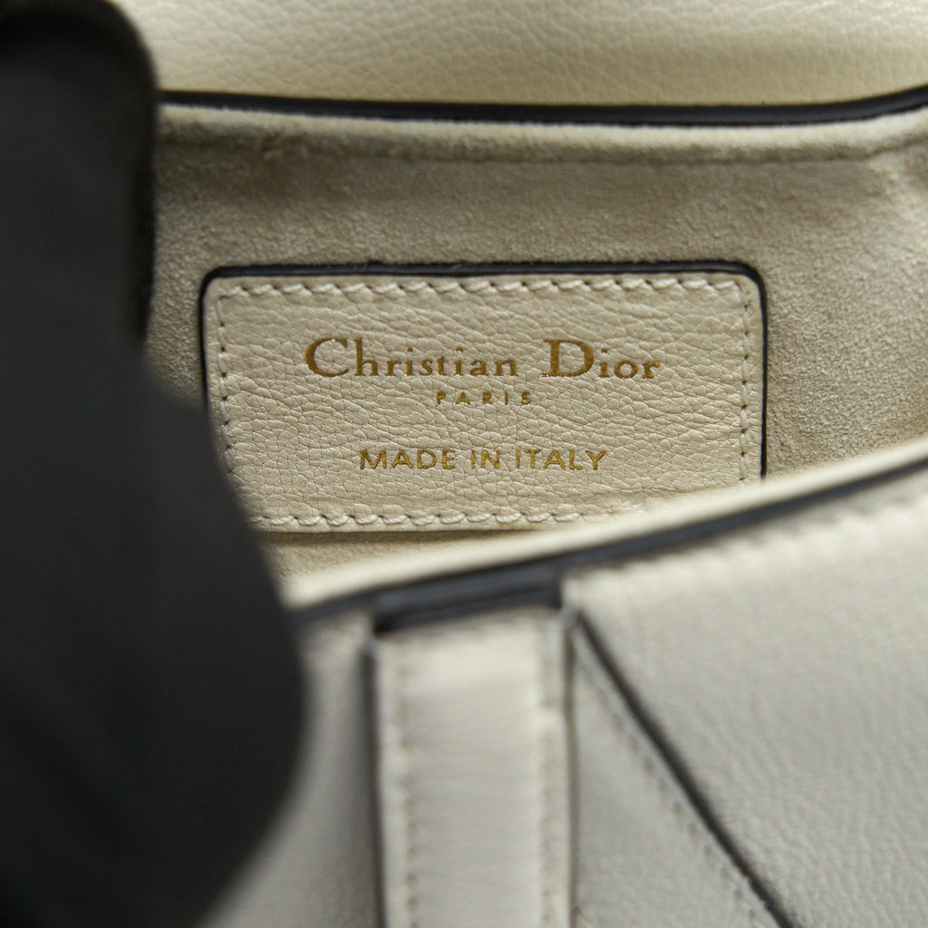 DIOR MICRO (SUPER MINI) SADDLE BAG GOAT SKIN WHITE GHW