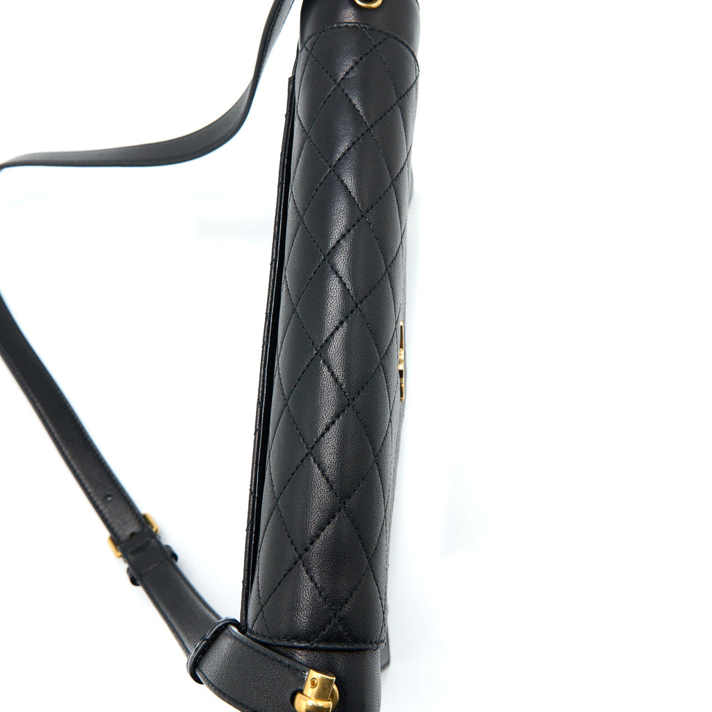 SAINT LAURENT/YSL ENVELOP SHOULDER BAG LAMBSKIN BLACK GHW