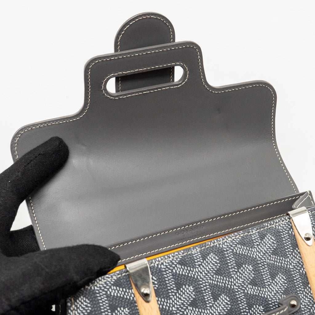 GOYARD SAIGON STRUCTURE MINI BAG GOYARDINE CANVAS/CALFSKIN GREY SHW