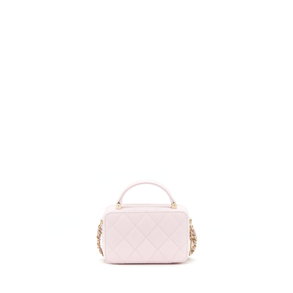 CHANEL 22P TOP HANDLE MINI VANITY WITH CHAIN CAVIAR LIGHT PINK LGHW