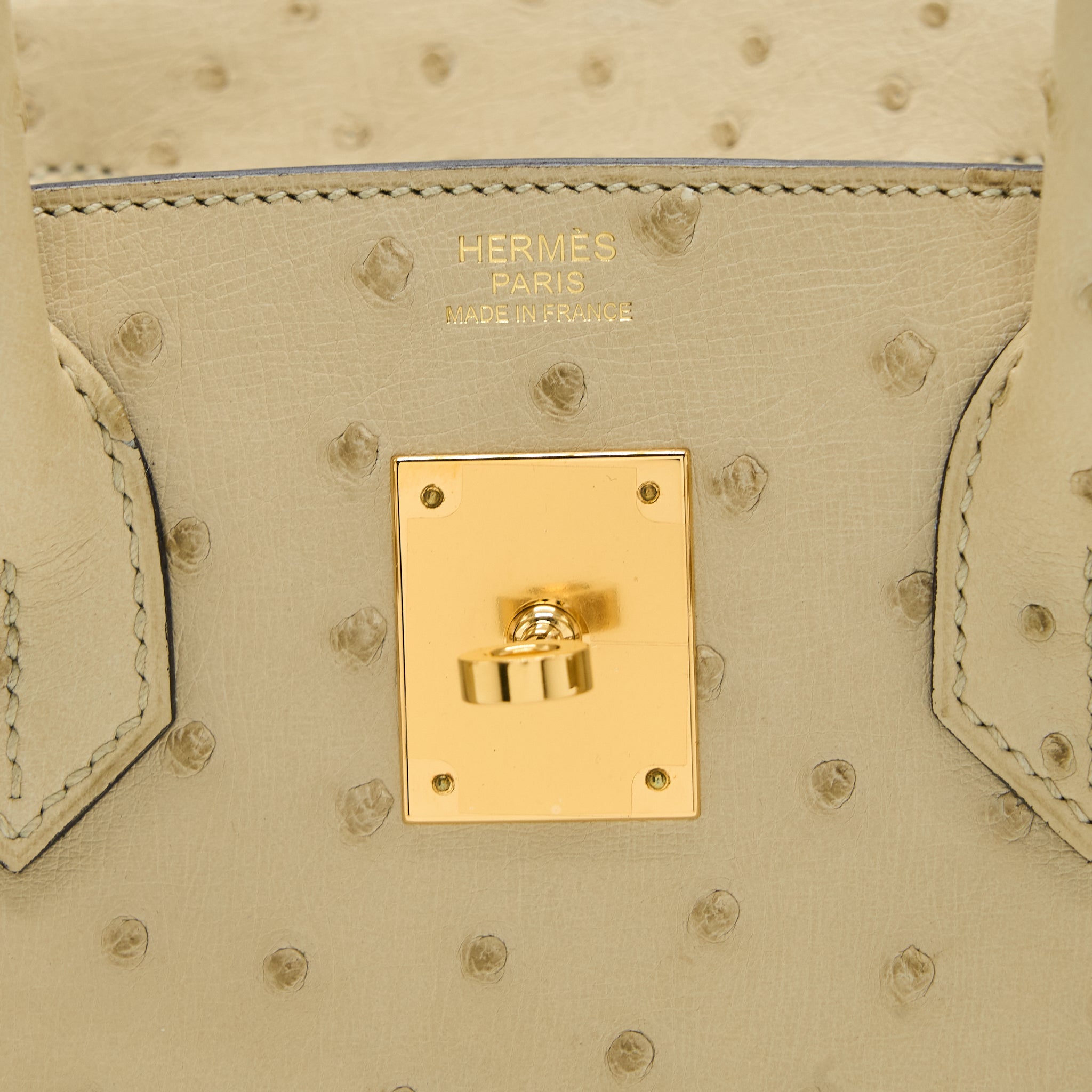 HERMES BIRKIN 30 OSTRICH 3C PARCHEMIN GHW