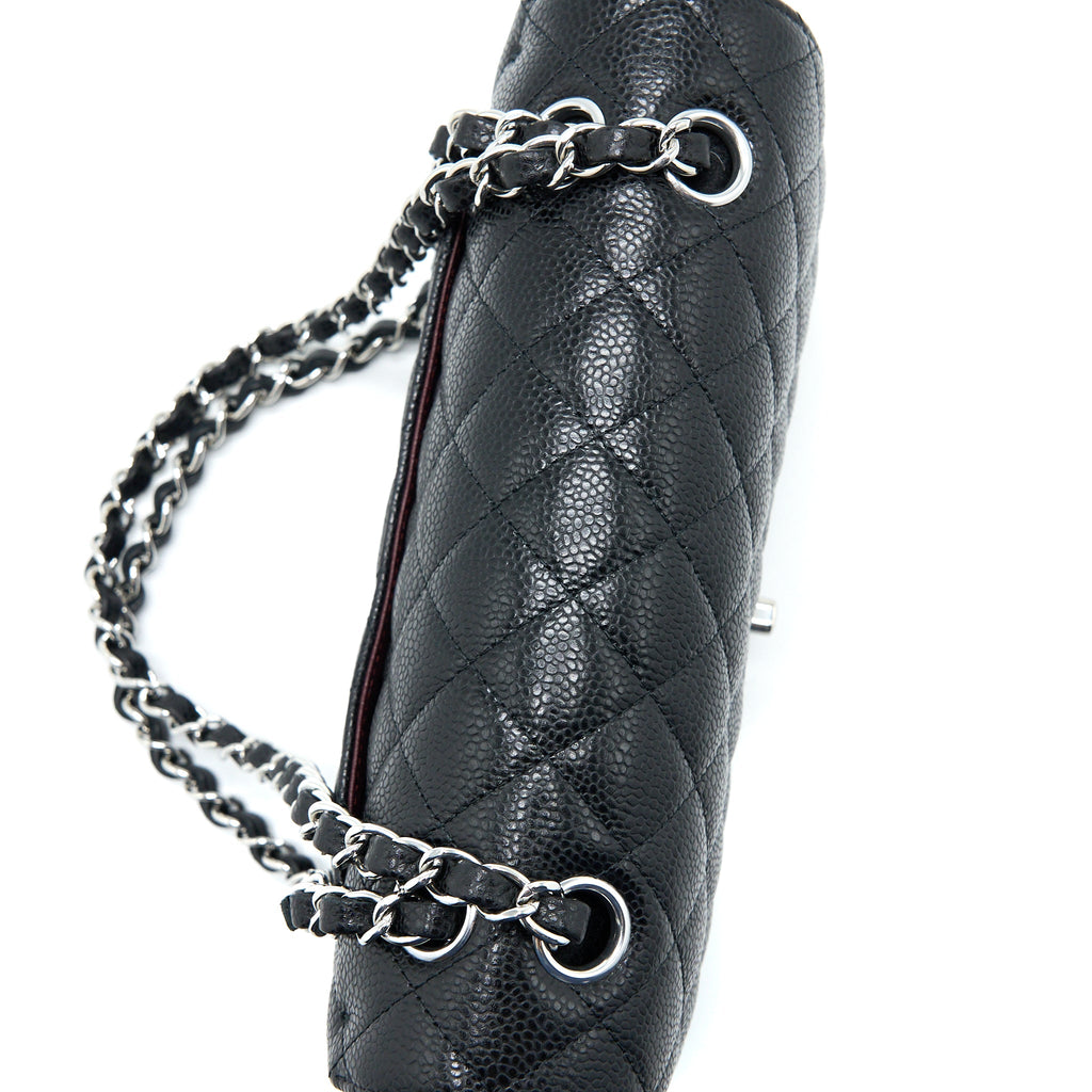 CHANEL SMALL CLASSIC DOUBLE FLAP BAG CAVIAR BLACK SHW (MICROCHIP)