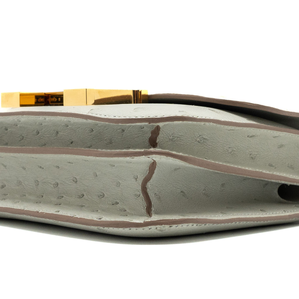 HERMES MINI CONSTANCE OSTRICH GRIS PERLE GHW