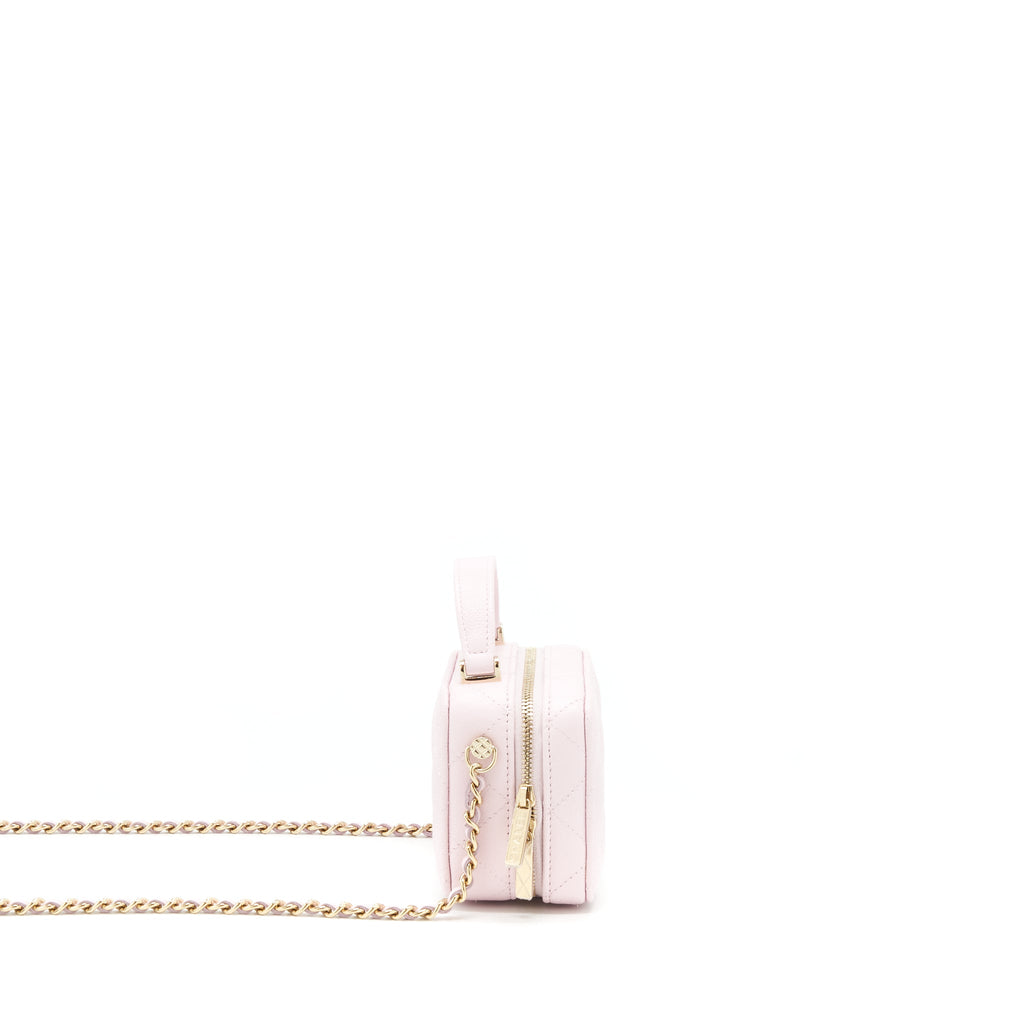 CHANEL 22P TOP HANDLE MINI VANITY WITH CHAIN CAVIAR LIGHT PINK LGHW