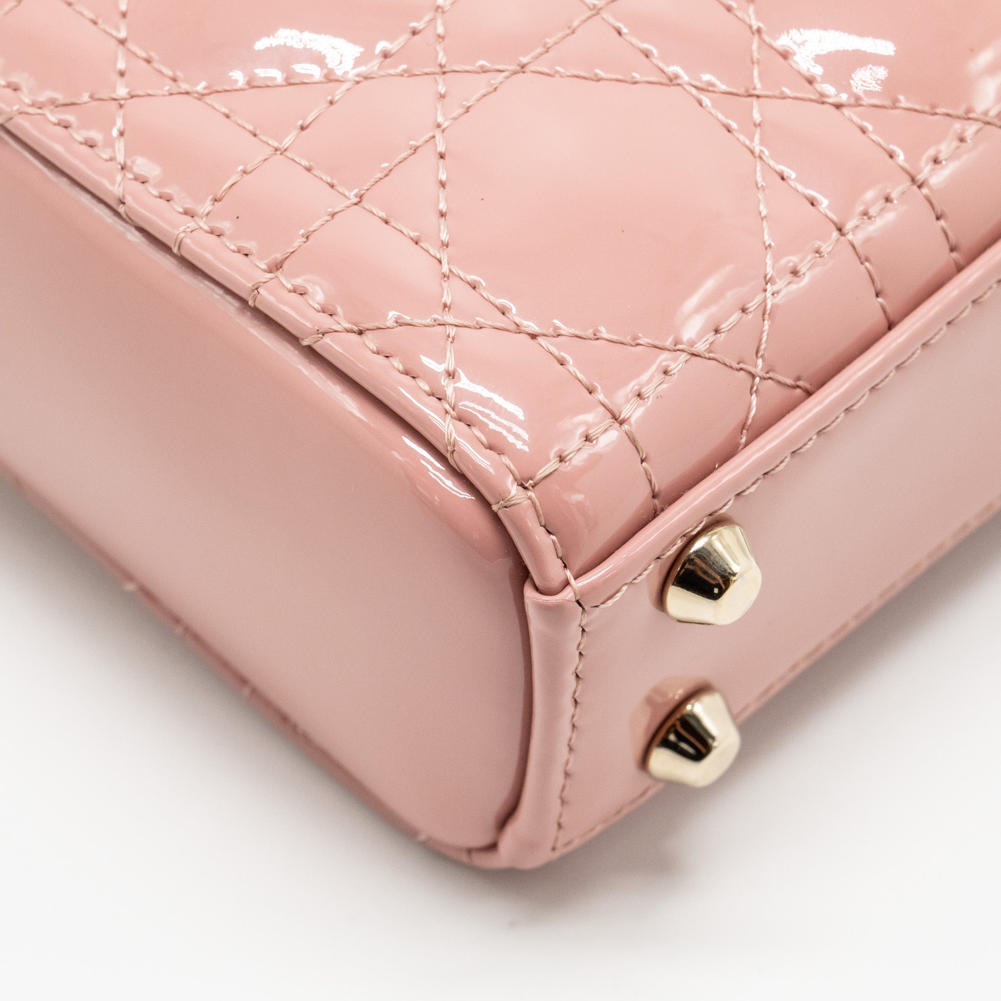 DIOR MICRO LADY DIOR PATENT LEATHER DARK PINK LGHW