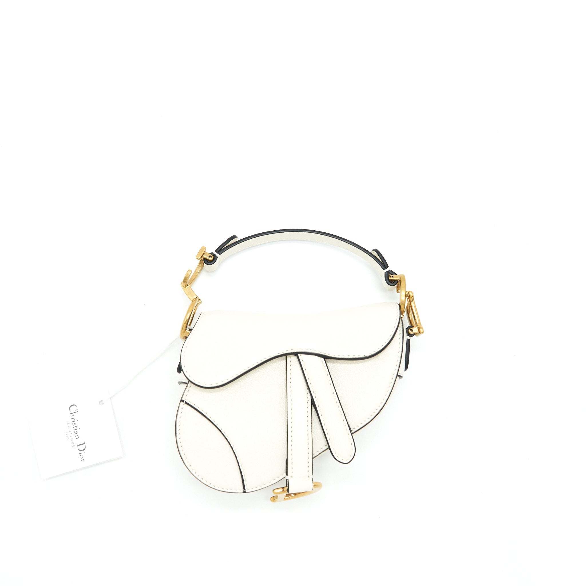 DIOR MICRO (SUPER MINI) SADDLE BAG GOAT SKIN WHITE GHW