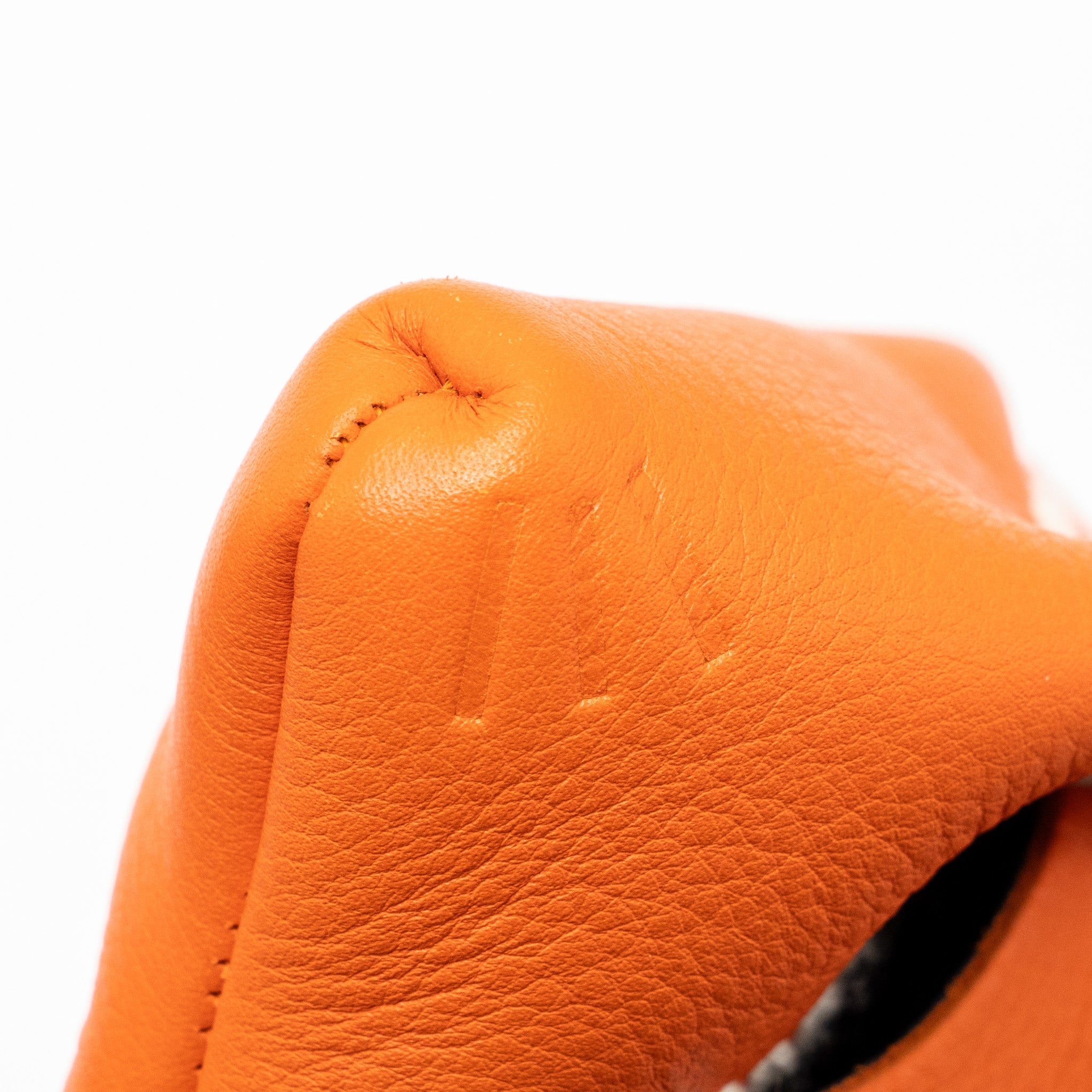 LOEWE MINI BUNNY CROSSBODY BAG CALFSKIN ORANGE / WHITE SHW