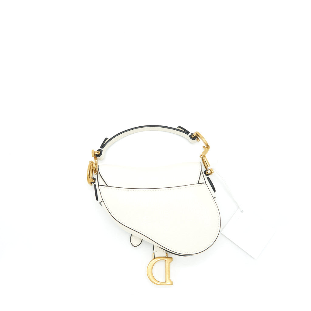 DIOR MICRO (SUPER MINI) SADDLE BAG GOAT SKIN WHITE GHW