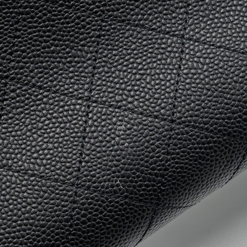 CHANEL CHAINS TOTE BAG CAVIAR BLACK BRUSHED GHW