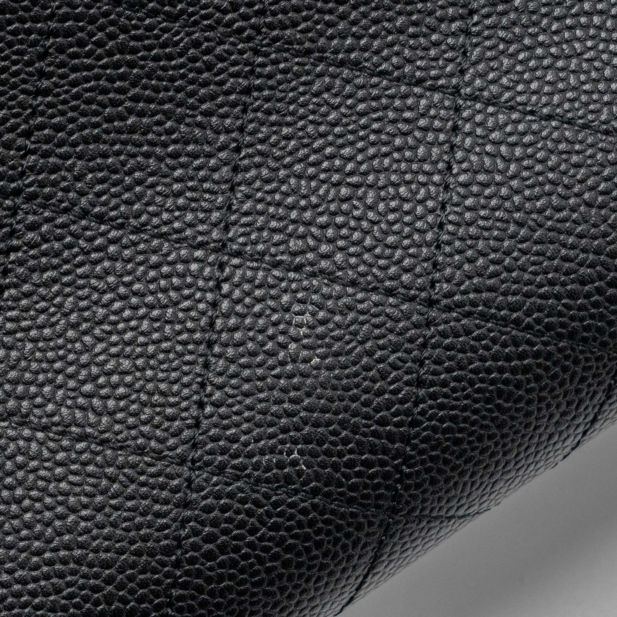 CHANEL CHAINS TOTE BAG CAVIAR BLACK BRUSHED GHW