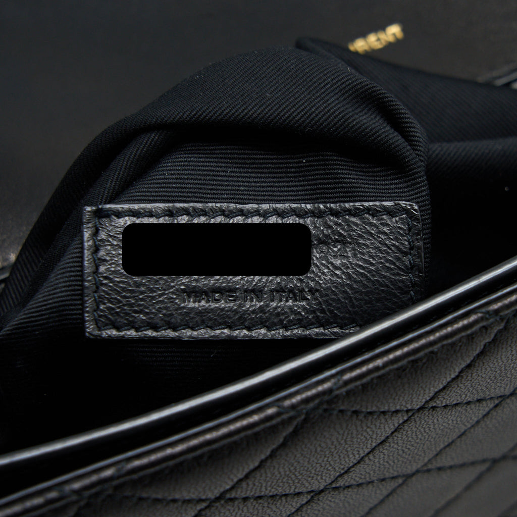 SAINT LAURENT/YSL ENVELOP SHOULDER BAG LAMBSKIN BLACK GHW
