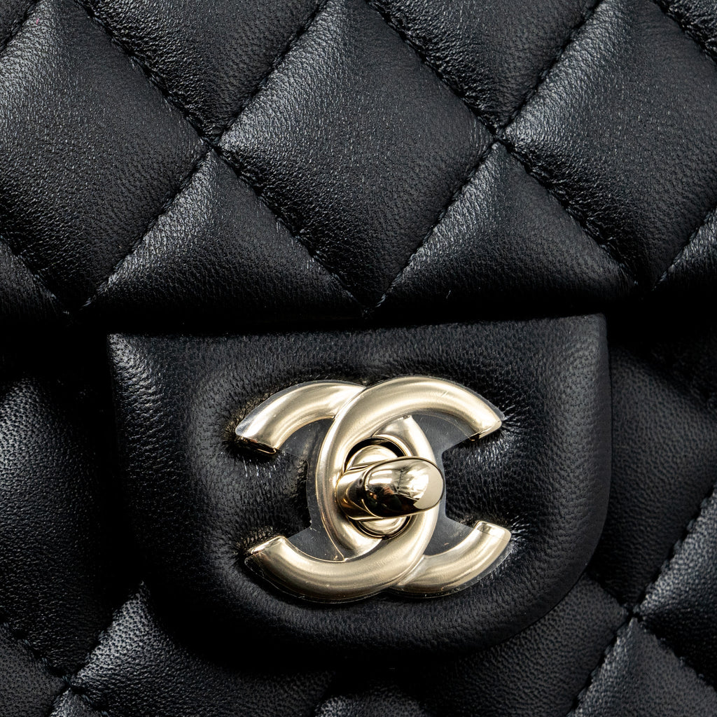 CHANEL 22P LION CHARM TOP HANDLE MINI RECTANGULAR FLAP BAG LAMBSKIN BLACK LGHW (MICROCHIP)