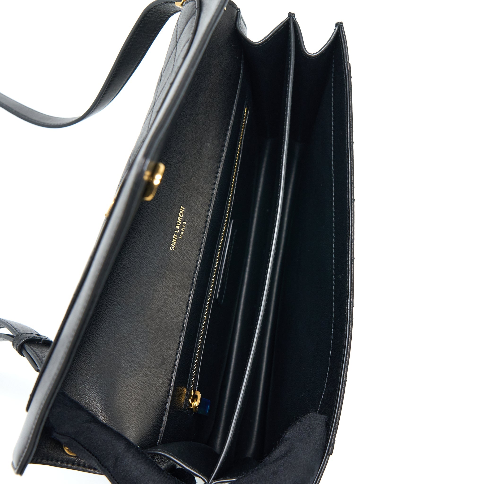 SAINT LAURENT/YSL ENVELOP SHOULDER BAG LAMBSKIN BLACK GHW
