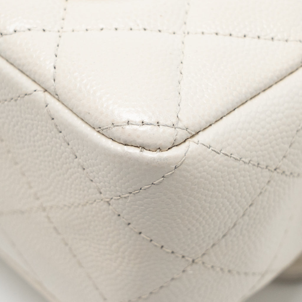 CHANEL MINI RECTANGULAR FLAP BAG CAVIAR WHITE LGHW