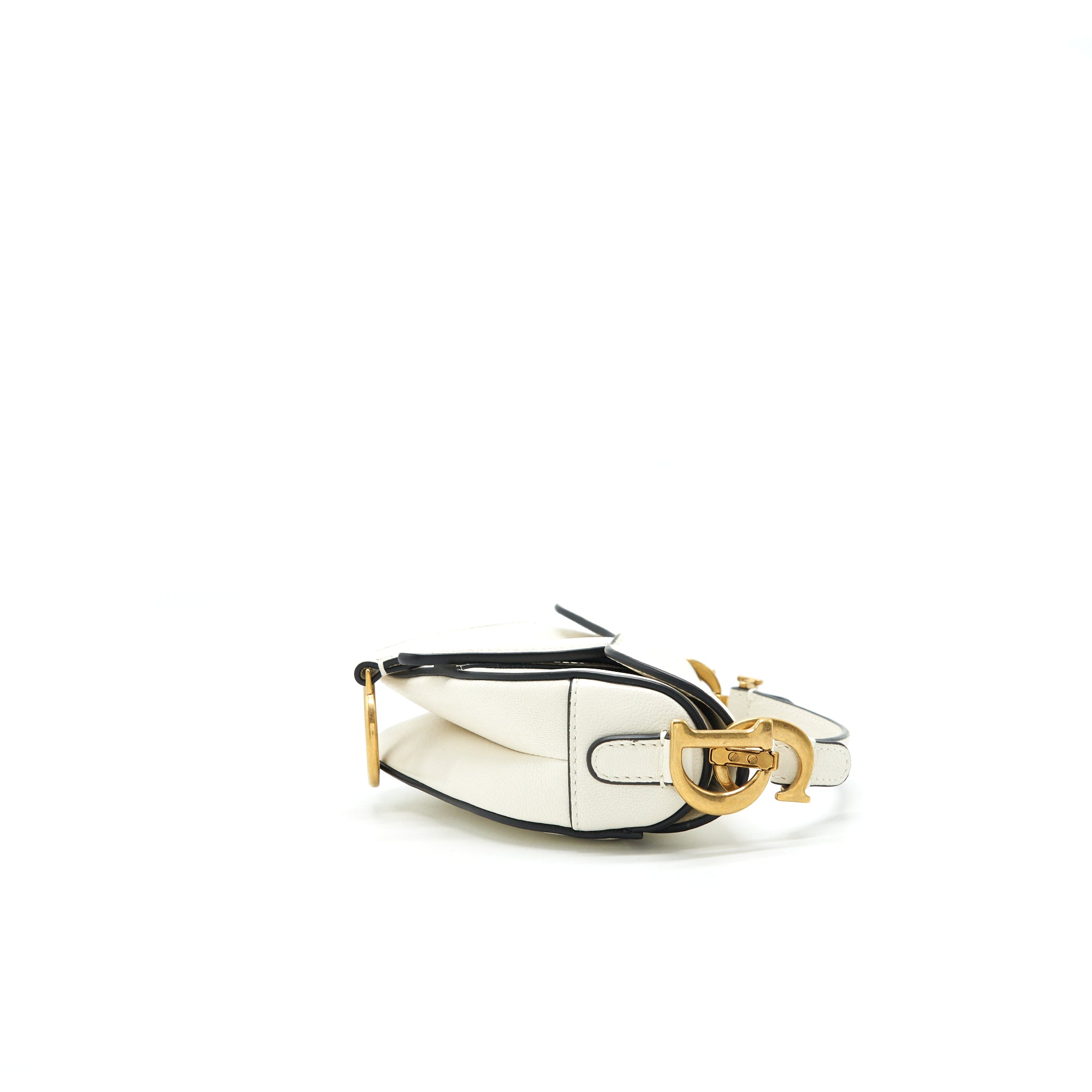 DIOR MICRO (SUPER MINI) SADDLE BAG GOAT SKIN WHITE GHW