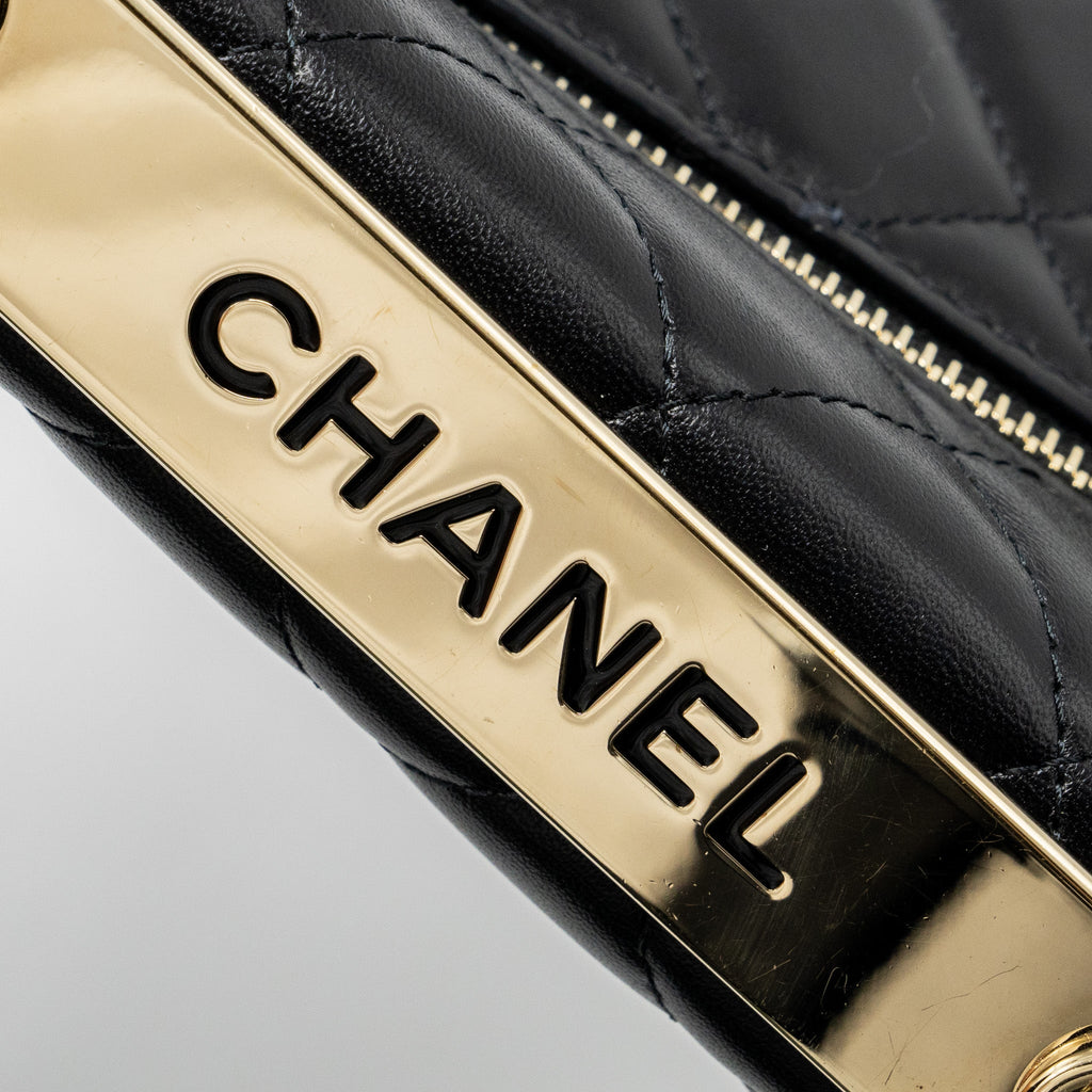 CHANEL MINI TRENDY CC WALLET ON CHAIN LAMBSKIN BLACK LGHW